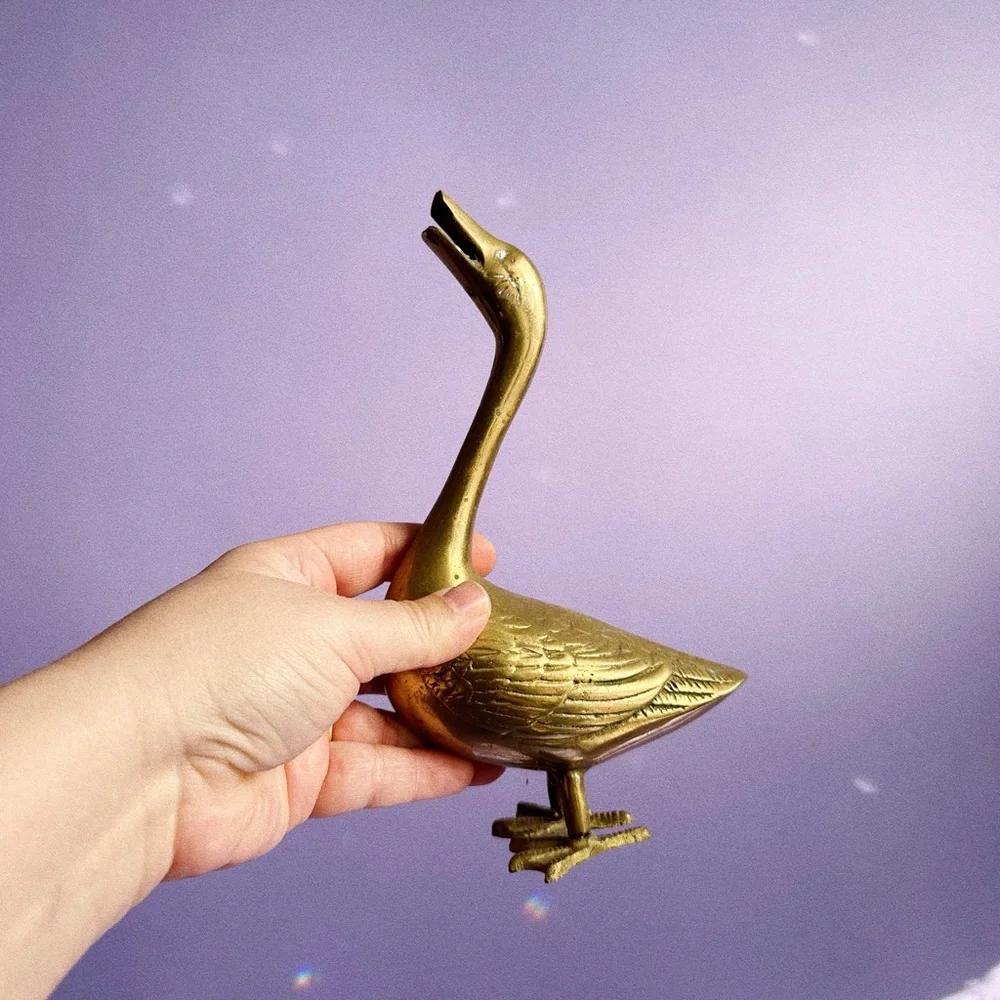 Vintage Brass Goose Figure Letter Note Holder / Sculpture - Picture 2 of 2